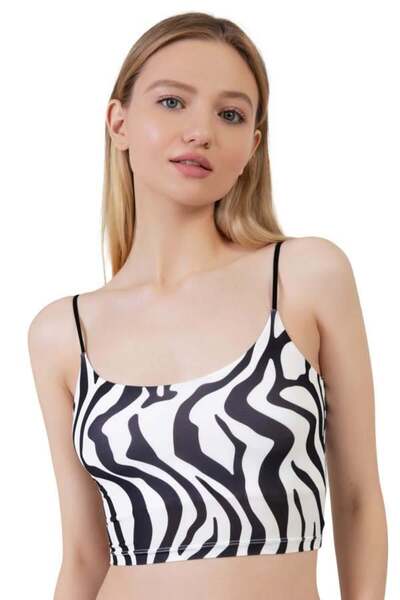 Cottonhill Microfiber Textured Striped Crop Top Bustier - Thin Straps