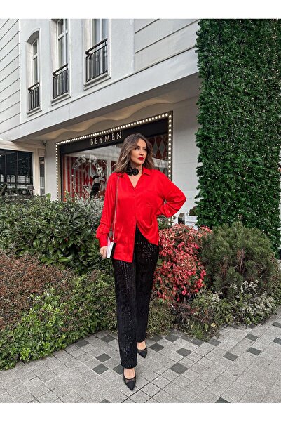 Zerrincan Giyim Siyah Kadife Pullu Pantolon