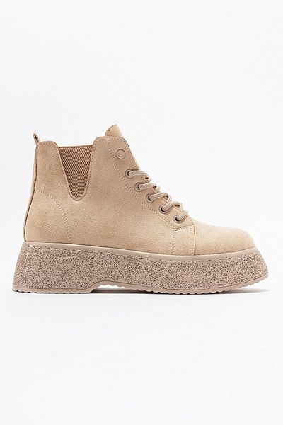 Ccway Cizme de damă V Cauciuc BEIGE SUEDE