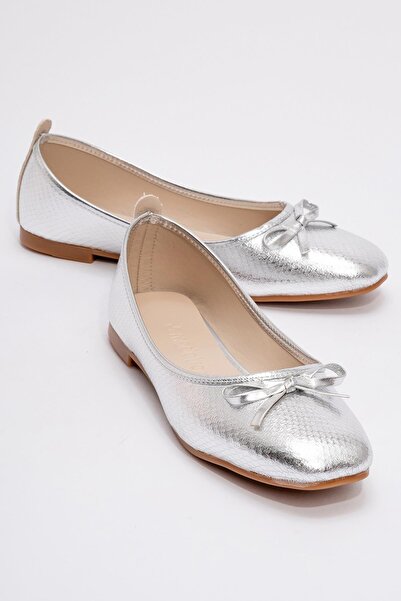 Ccway Srebrna zmija Sa deznom Ženske cipele sa tupo vrhom Baletanke