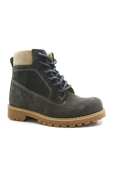 Rakerplus Cizme unisex pentru copii Neson din piele naturală, gri confortabile, cu fermoar