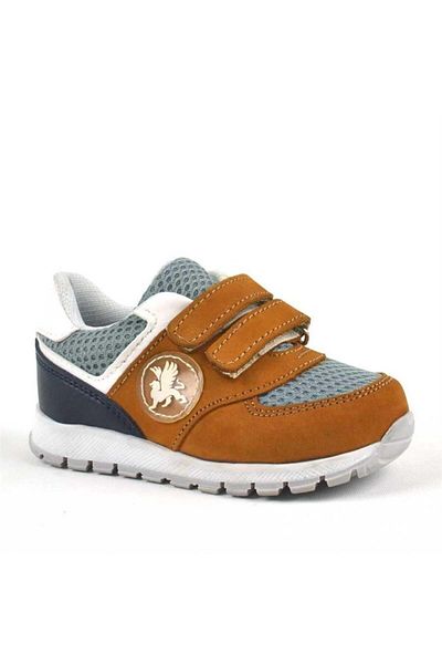 Rakerplus Genuine Leather Tan Velcro Baby Boy Sneakers