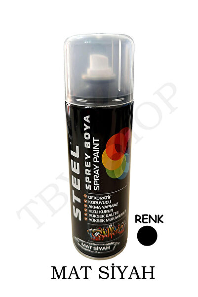 TBYSHOP Mat Siyah Sprey Boya 400 ml Dekoratif Boya Graffiti Duvar Boyası Mobi...