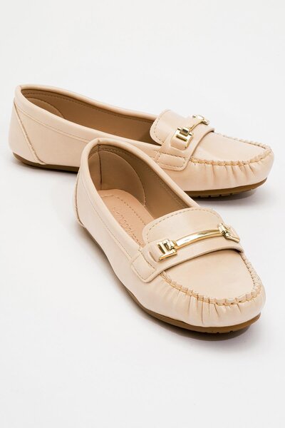 Ccway Balerini de damă cu cataramă - crem șifonați