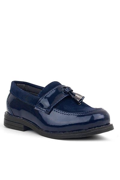 Rakerplus Navy Blue Patent Leather Loafer Baby Boy Shoes