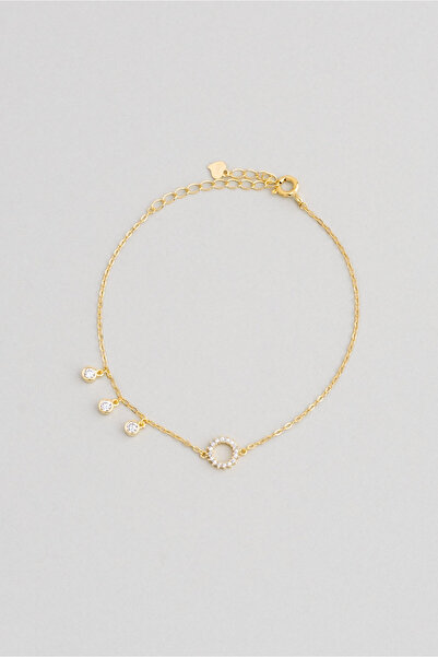 So CHIC... Sallantılı 18 Ayar Sarı Altın Kaplama Gümüş Minimal Bileklik