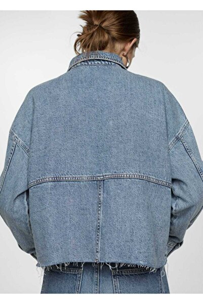 MANGO Woman Bezešvá džínová košilová bunda