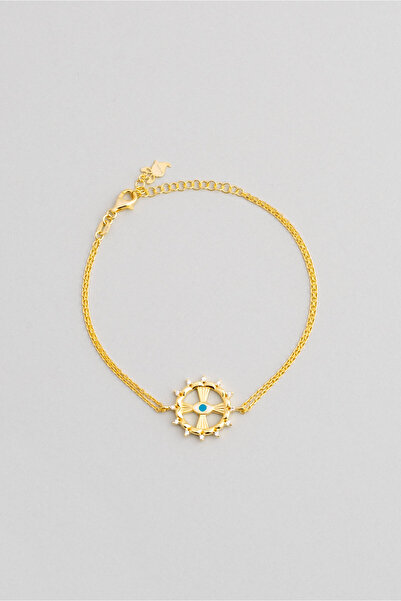 So CHIC... Ra nın Gözü 18 Ayar Beyaz Altın Kaplama Gümüş Nazar Bileklik