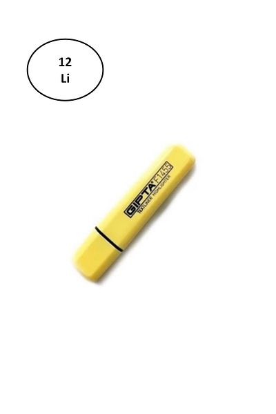 Mu Art Gıpta Highlighter Marker 5mm Cut Tip Pastel Yellow 12'Li