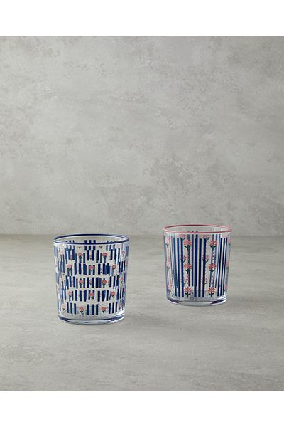English Home Retro Garden Glass 2-Piece Glass Blue - Pink