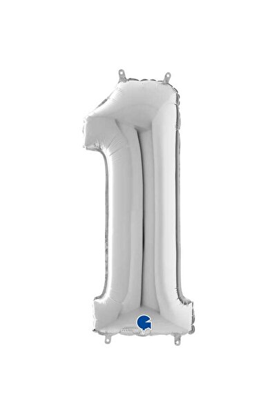 Grabo Balloons رقم بالون فويل 1 سنة فضي 26 بوصة 66 سم
