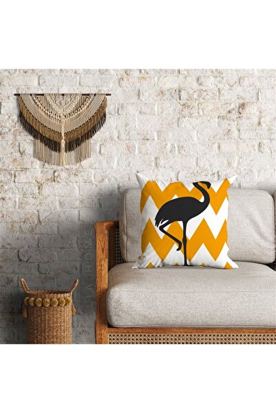 Lia Store غطاء وسادة مزخرف بنمط فلامينجو 60 × 60 سم