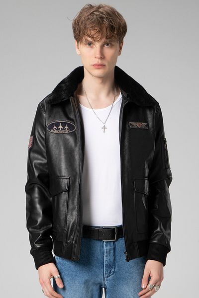 Dericlub Copilot Jumbo - Genuine Leather Men's Black Coat