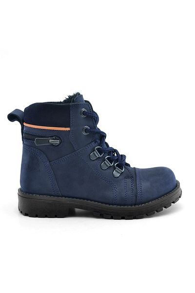 Rakerplus Παιδικές μπότες Minotor από γνήσιο δέρμα Navy Blue με φερμουάρ