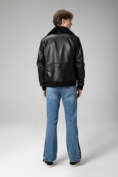 Dericlub Copilot Jumbo - Genuine Leather Men's Black Coat