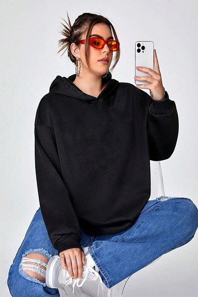 halowear Унисекс двуслоен релефен черен плетен суитшърт с мече Challenge