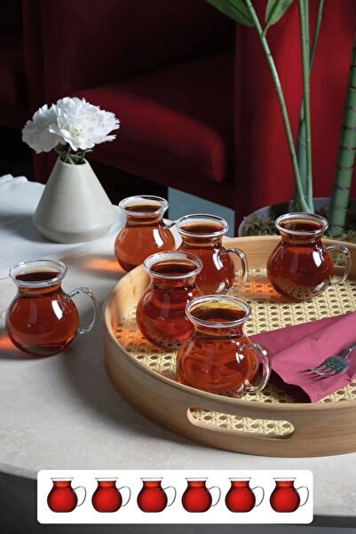 Maridet Keyfi Ala Borosilikat Cam Bardak Takımı Isıya Dayanıklı Kulplu Çay Fi...