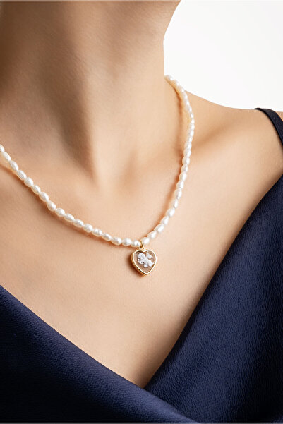 So CHIC... Cameo Italiano 18 Ayar Sarı Altın Kaplama 47 Cm Gümüş İnci Kolye