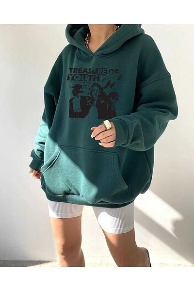 halowear Φούτερ από πλεκτό ύφασμα Unisex 2ip Raster Green Treasure