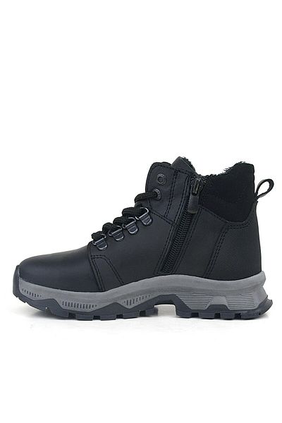 Rakerplus Ghete de trekking pentru băiat din piele naturală neagră cu fermoar