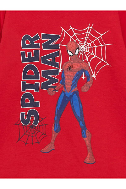 LC Waikiki LCW Kids Canlı Kırmızı Bisiklet Yaka Spiderman Baskılı Erkek Çocuk Pijama Takımı