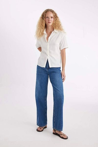 DeFacto D2581 - Pantaloni jeans cu picioare late, talie normală