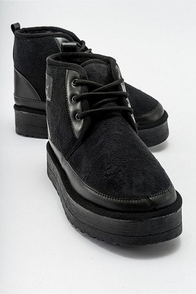 Ccway Cizme cu șireturi cu talpă înaltă NEGRE