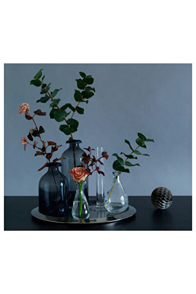 IKEA 2 Adet Cam Vazo Çok Amaçlı Modern Dekoratif Vazo Takımı 26 Cm ve 18 Cm