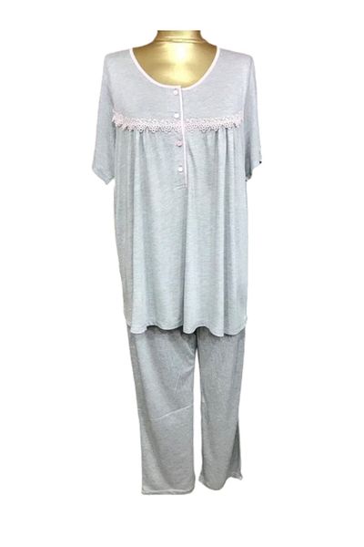 Tuba Women's Short Sleeve Pajama Set-9207-grey