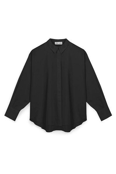 praye Cămașă neagră oversize cu textura moale