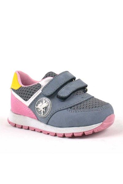 Rakerplus Genuine Leather Gray Velcro Baby Girl Sneakers