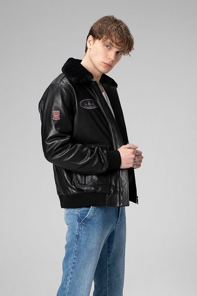 Dericlub Copilot Jumbo - Genuine Leather Men's Black Coat