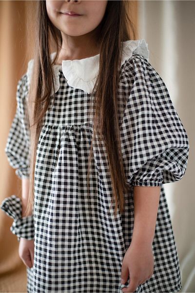 rg kidsstore Rochie plisată cu guler pentru păpuși cu mânecă lungă de muselină pentru copii