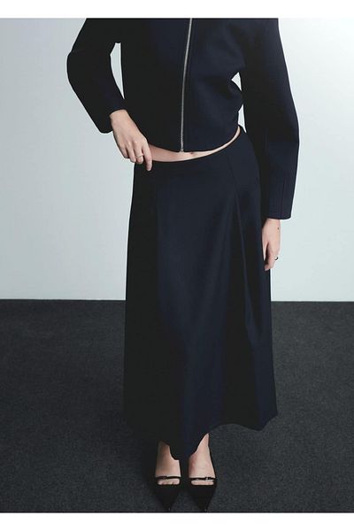 MANGO Woman A-vonalú szoknya tollas részletekkel