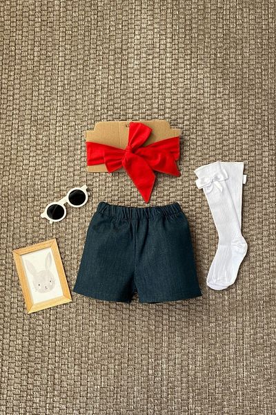 Parla Kids Σετ μπαντάνα με φιόγκο για κορίτσια Indigo Jean