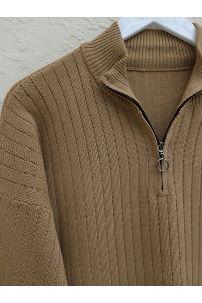 Modamorfo Half-Neck Zippered Knitwear Set - Mink