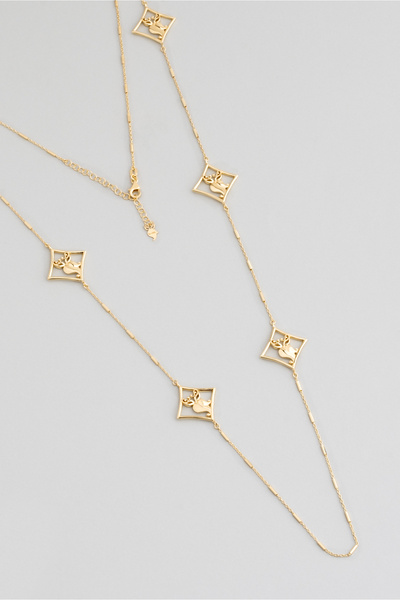 So CHIC... Özel Tasarım 18 Ayar Sarı Altın Kaplama 80 Cm Gümüş Uğurlu So CHIC... Baykuş Kolye