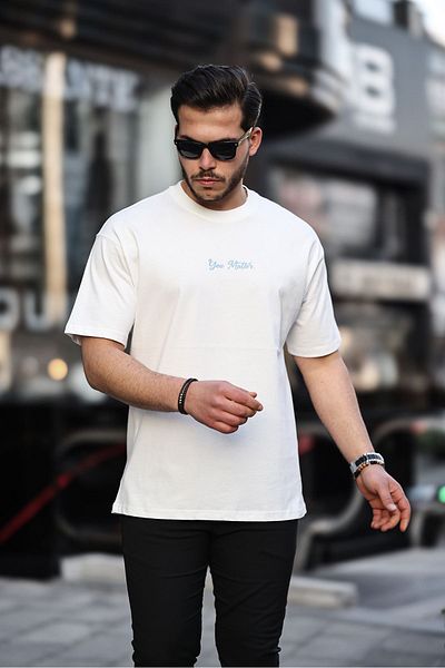 LTC Jeans Ανδρικό μπλουζάκι White Oversize 100% βαμβάκι 16/1 Thick Gramage Printed