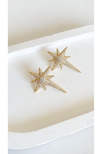 Sacha Accessories نجمة الشمال أحسب الزركون حجر الذهب الأقراط