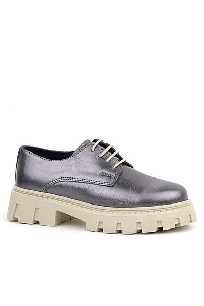 Rakerplus Pantofi de școală Oxford pentru fete cu șireturi din piele naturală Platinum