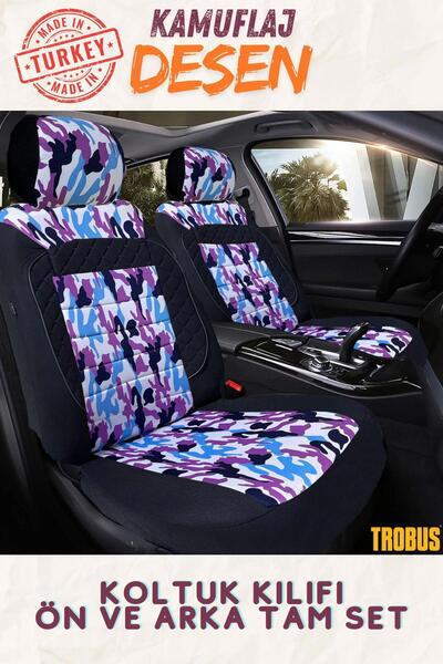 TROBUS طقم غطاء أريكة ألكانتارا مموه أرجواني أزرق أسود بتقنية النانو وسوبر لاكوس