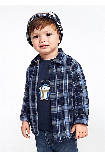 MAYORAL Baby Boy Plaid Inner Fur Shirt 2158