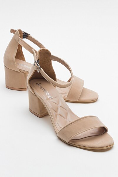 Ccway Γυναικεία πέδιλα με μονό λουράκι με τακούνι - Skin Suede