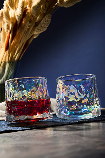 Perotti Greta Luster 2'li 360 Derece Dönerli Viski Meşrubat Bardağı Japon Sty...