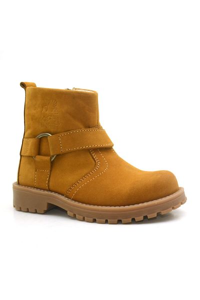 Rakerplus Παιδικές μπότες Unisex με κίτρινο φερμουάρ Chiron από γνήσιο δέρμα