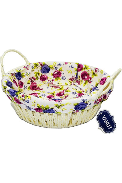 CT STONES Round Bread Basket Wicker with Colorful Cloth Royaleks-8820