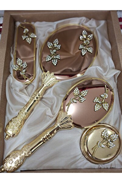 Yeni Model Saraylı Gold Lale Buketi Ayna Takımı