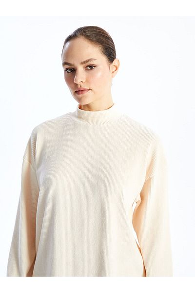LC Waikiki Lw - Half Turtleneck Straight Long Sleeve Women's Velvet Tunic