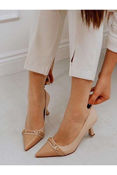 ERVANIN BUTİĞİ Bej Nude (Lady) Toka Detay Kadın Stiletto