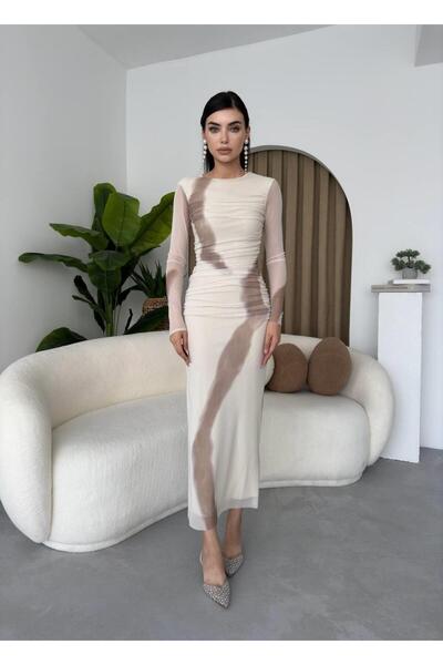 conconmoda Caramel Uzun Kollu Stres Elbise